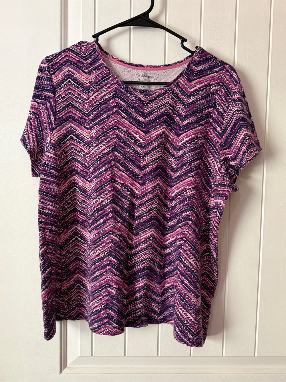 croft & barrow Purple and Pink Chevron Short Sleeve Tee